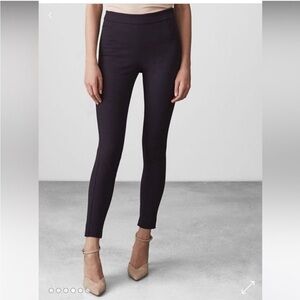 REISS Tyne Black Skinny Fit Split Front Trouser Pant Side Zip Pleated Trouser 0